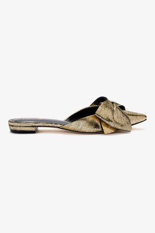 Elle Flat Mule In Gold Cracked Metallic Leather