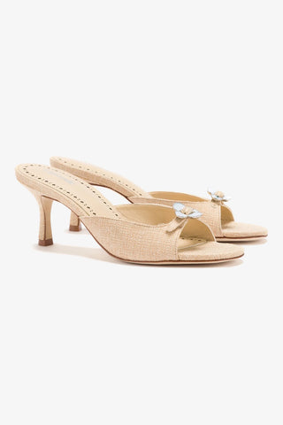 Daisy Mule In Beige Raffia