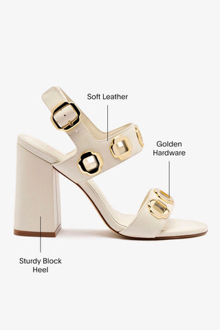 Milan Hi Sandal In Ivory Leather