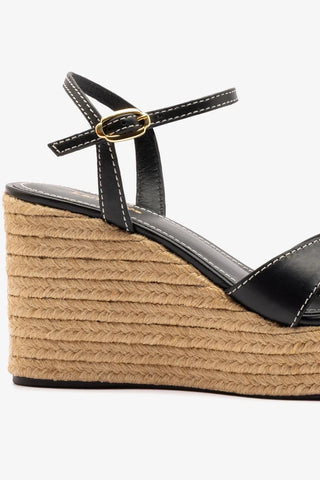 Bianca Espadrille Sandal Black Leather Sandal Larroudé