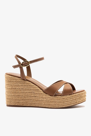Bianca Espadrille Sandal Caramel Leather Womens - Shoes - Sandals Larroudé