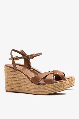 Bianca Espadrille Sandal Caramel Leather Sandal Larroudé