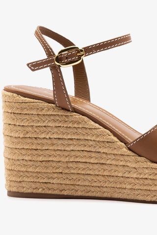 Bianca Espadrille Sandal Caramel Leather Sandal Larroudé