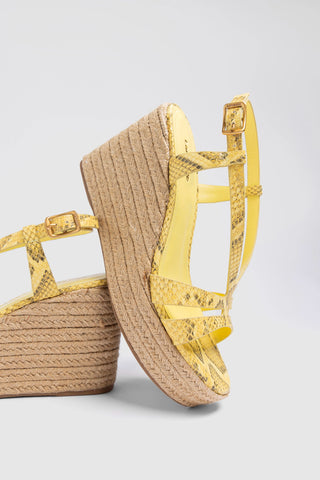 Daphne Espadrille Sandal Lemonade Python Leather Sandal Larroudé