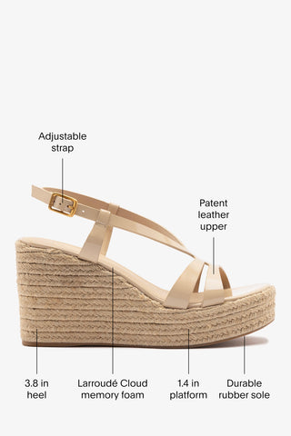 Daphne Espadrille Sandal Sand Patent Leather Sandal Larroudé