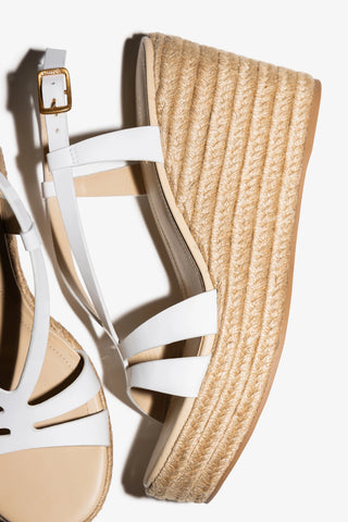 Daphne Espadrille Sandal White Patent Leather Sandal Larroudé