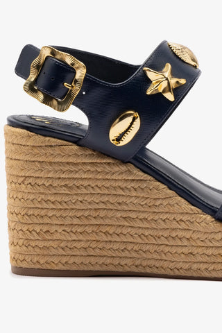 Madison Hi Espadrille In Navy Saffiano