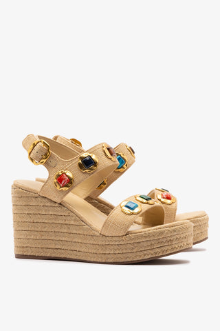 Milan Gioiello Espadrille In Beige Raffia