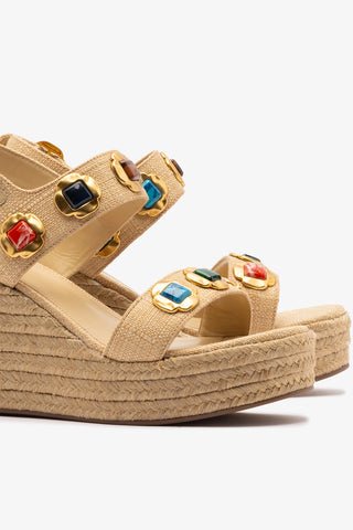 Milan Gioiello Espadrille In Beige Raffia