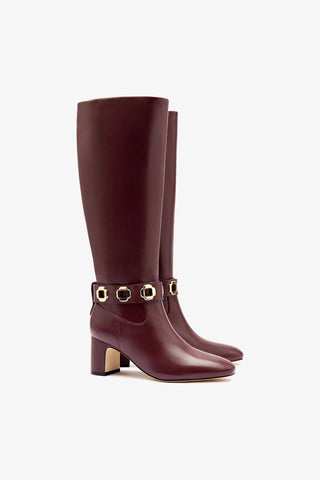 Milan Block Boot In Wine Leather