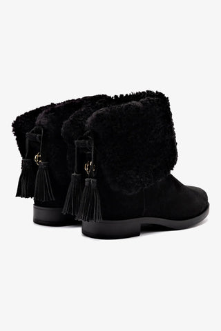 Verbier Bootie In Black Suede and Black Shearling