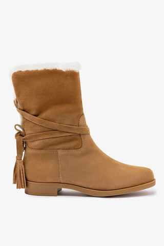 Verbier Bootie In Peanut Suede and Natural Shearling