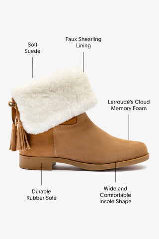 Verbier Bootie In Peanut Suede and Natural Shearling