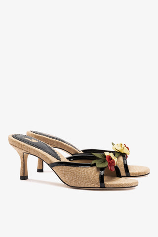 Juliette Mule Beige Raffia Mule Larroudé