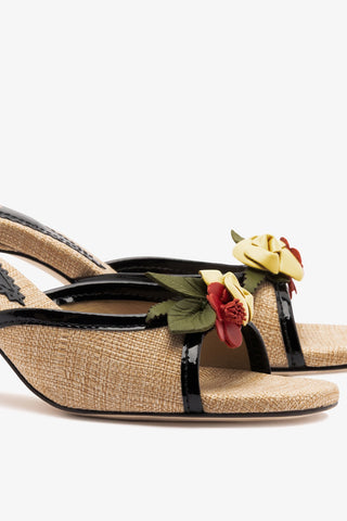 Juliette Mule Beige Raffia Mule Larroudé
