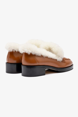 Bobbie Loafer In Caramel Leather and Natural Shearling