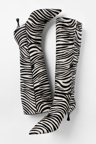 Georgia Boot Zebra Hair Leather Boot Larroudé