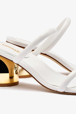 Dew Drop Mule In White Patent Leather