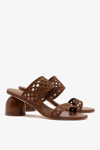 Dew Drop Macrame Sandal In Burnt Umber Leather