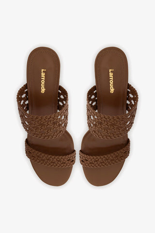 Dew Drop Macrame Sandal In Burnt Umber Leather