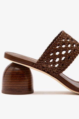 Dew Drop Macrame Sandal In Burnt Umber Leather
