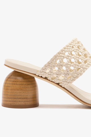 Dew Drop Macrame Sandal In Ivory Leather