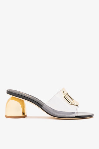 Margherita Clear Mule Black Patent Leather Mule Larroudé