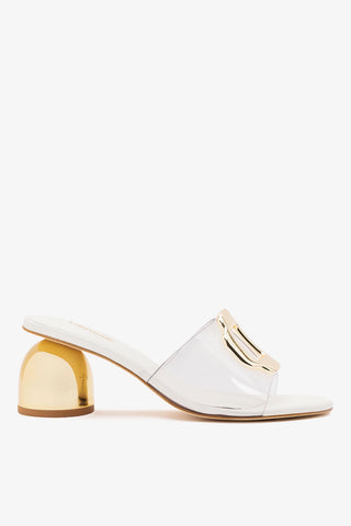 Margherita Clear Mule White Leather Mule Larroudé