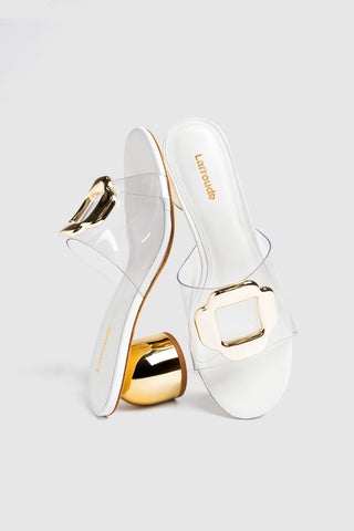 Margherita Clear Mule White Leather Mule Larroudé