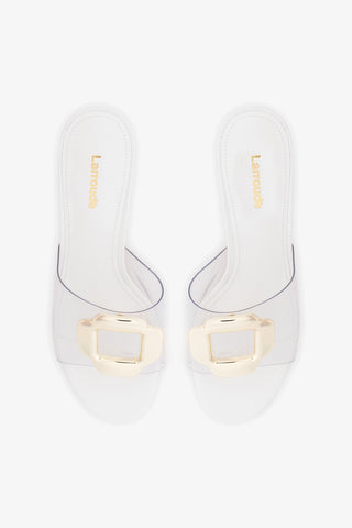 Margherita Clear Mule White Leather Mule Larroudé