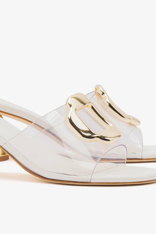 Margherita Clear Mule White Leather Mule Larroudé