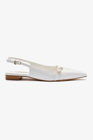 Ines Flat In White Patent Leather