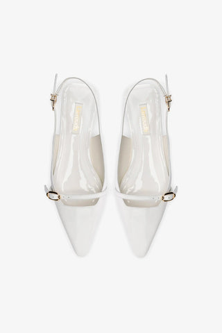 Ines Flat In White Patent Leather