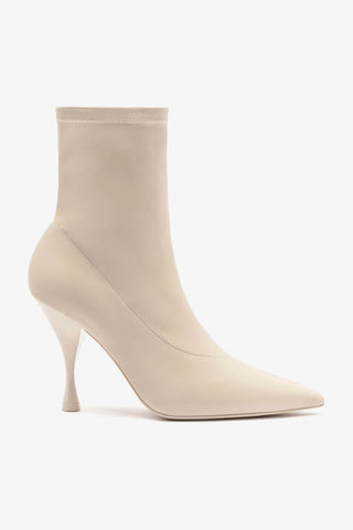 Mini Georgia Boot In Off White Stretch Leather