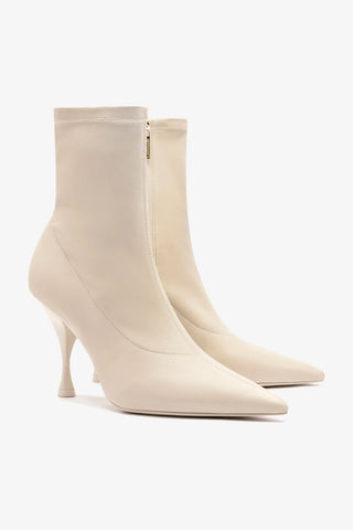 Mini Georgia Boot In Off White Stretch Leather