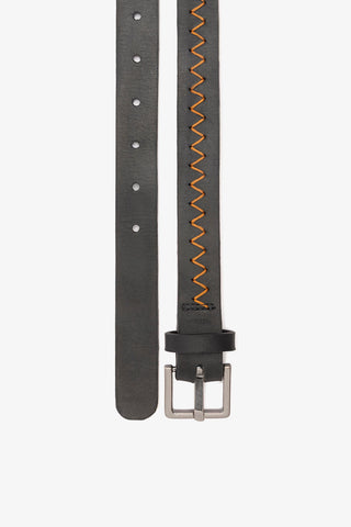Jonathan Cohen by L.: Zig Zag Belt Orange and Black Leather Clothing Larroudé x Jonathan Cohen