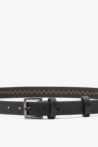 Jonathan Cohen by L.: Zig Zag Belt Orange and Black Leather Clothing Larroudé x Jonathan Cohen