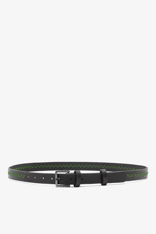 Jonathan Cohen by L.: Zig Zag Belt Green and Black Leather Clothing Larroudé x Jonathan Cohen