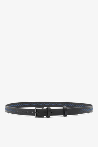 Jonathan Cohen by L.: Zig Zag Belt Blue and Black Leather Clothing Larroudé x Jonathan Cohen