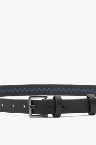 Jonathan Cohen by L.: Zig Zag Belt Blue and Black Leather Clothing Larroudé x Jonathan Cohen