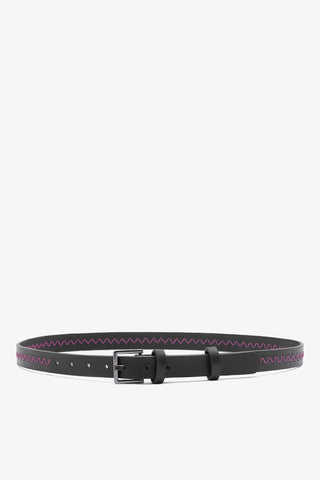 Jonathan Cohen by L.: Zig Zag Belt Pink and Black Leather Clothing Larroudé x Jonathan Cohen