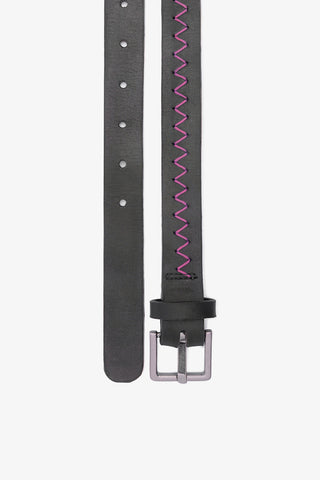 Jonathan Cohen by L.: Zig Zag Belt Pink and Black Leather Clothing Larroudé x Jonathan Cohen