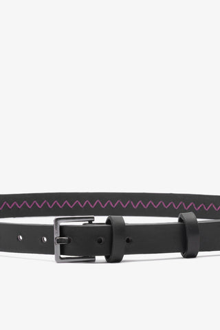 Jonathan Cohen by L.: Zig Zag Belt Pink and Black Leather Clothing Larroudé x Jonathan Cohen