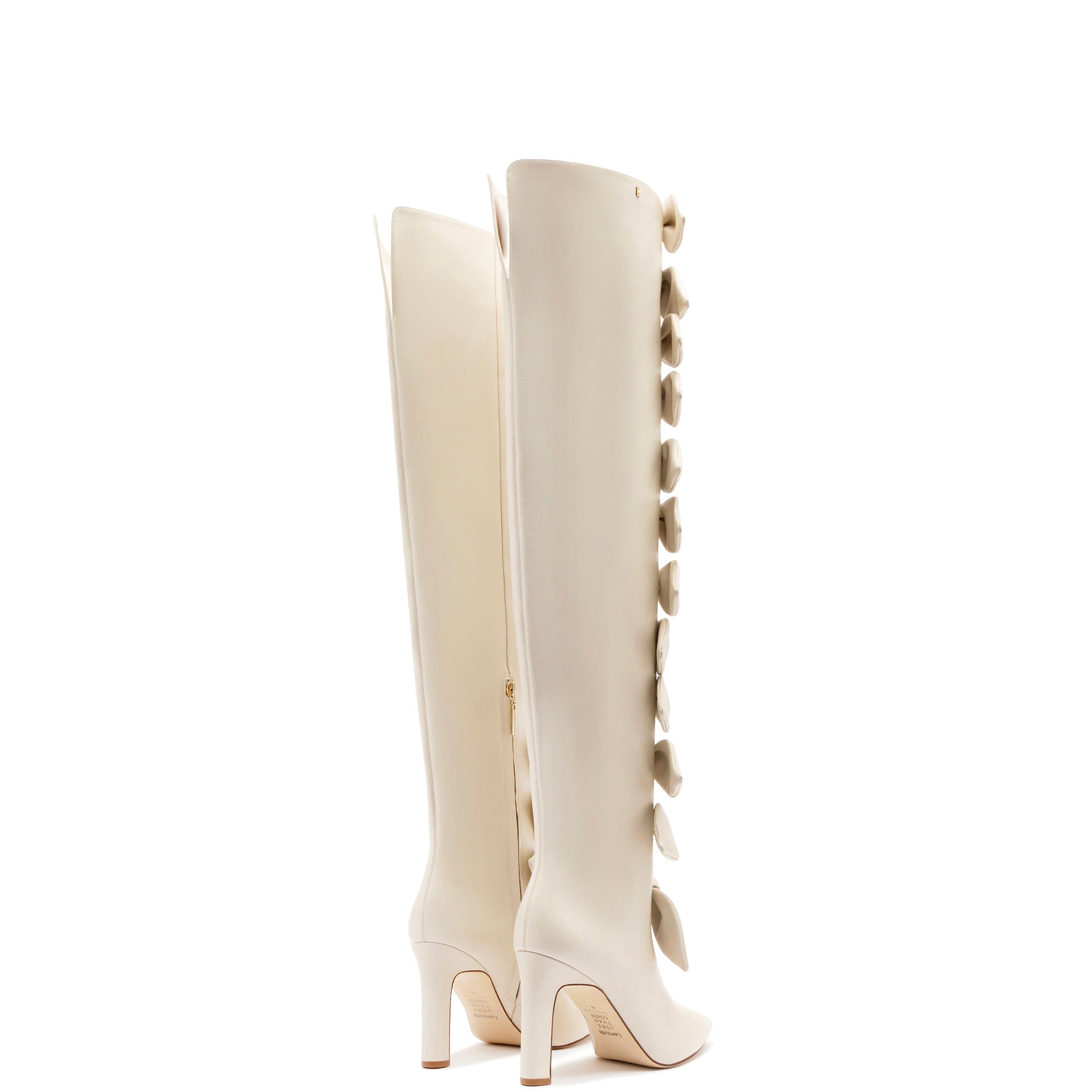 Larroudé for Jonathan Cohen: Tie Boot In Ivory Leather