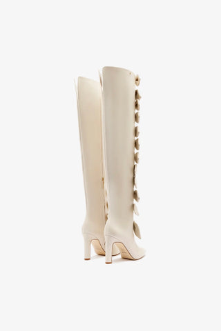 Larroudé for Jonathan Cohen: Tie Boot In Ivory Leather