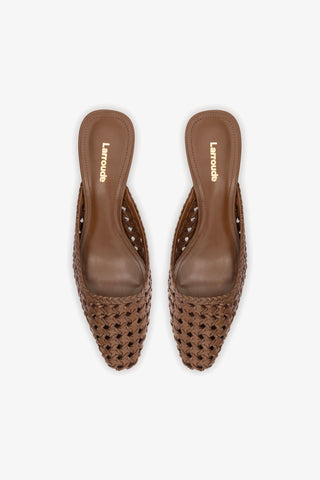 Amal Macrame Mule In Burnt Umber Leather