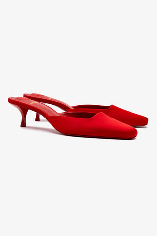 Amal Mule In Cherry Satin