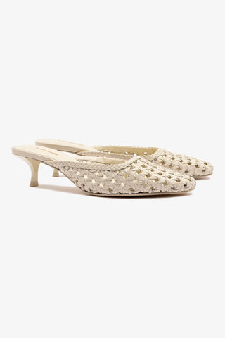 Amal Macrame Mule In Ivory Leather