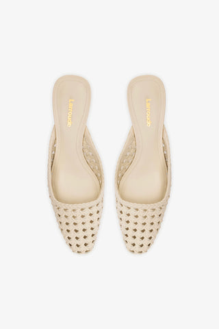 Amal Macrame Mule In Ivory Leather