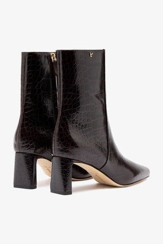 Alexis Bootie In Dark Croco Embossed Leather Boot Larroudé